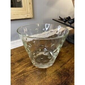 Vintage Glass Ice Bucket Small Ice Bucket Round Dot Pattern
